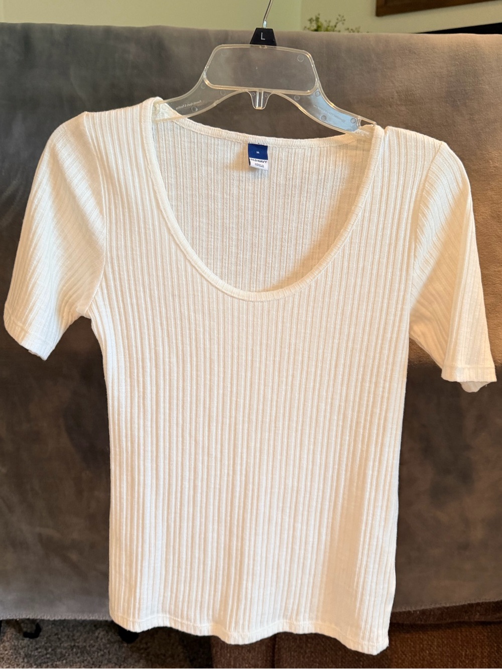 Old Navy White Ribbed Scoop-Neck Short Sleeve Tee